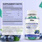 Potassium Citrate 1200mg Gummies for Adults Women & Men, Chewable Potassium Supplement for Muscle Health & Electrolyte Support, Sugar Free, Blueberry Flavor, 60 Count