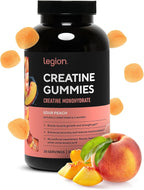 LEGION Creatine Monohydrate Gummies - Clean Creatine Chewables for Muscle Gain, Improving Endurance & Post Workout Recovery - Creatine Supplement for Maximum Absorption (Sour Peach)