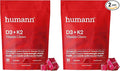 Humann Vitamin D3 + K2 Chews - High Potency Vitamin D 5000iu (125mcg) Helps Support Healthy Mood, Immunity, Cardiovascular, Respiratory Health & Bone Health, Mixed Berry Flavor, 30 Count (Pack of 2)