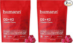 Humann Vitamin D3 + K2 Chews - High Potency Vitamin D 5000iu (125mcg) Helps Support Healthy Mood, Immunity, Cardiovascular, Respiratory Health & Bone Health, Mixed Berry Flavor, 30 Count (Pack of 2)