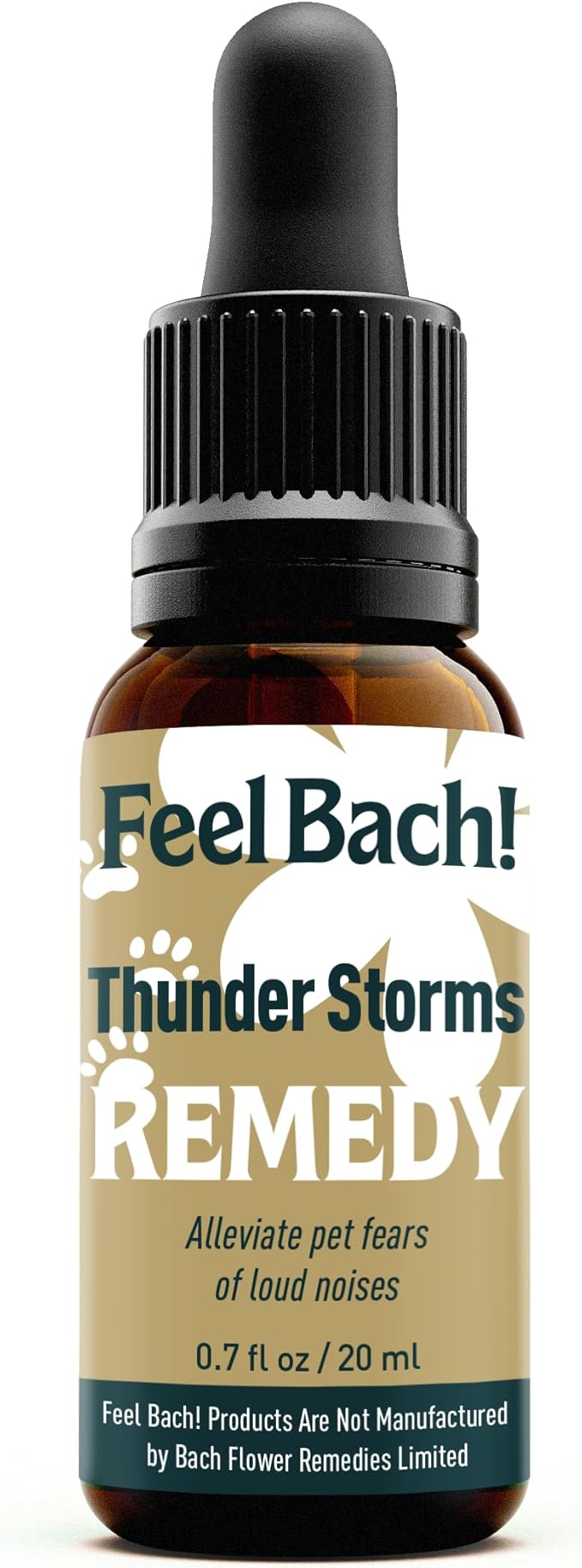 Feel Bach! Thunder Storms Remedy - Natural Homeopathic Flower Essences to Alleviate Pet Fears to Noise, Fireworks, Storms, & Booms - Vegan, Gluten & Sugar-Free, Non-Habit Forming, 20ml (0.7 fl oz)