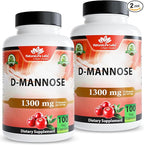 NaturaLife Labs Organic D-Mannose 1300 mg with Organic Cranberry Extract 100 mg per Serving – 100 Capsules – Non-GMO, Gluten-Free, Vegan (2 Pack)