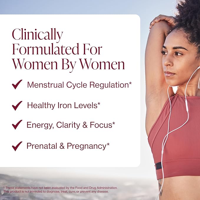 Iron Supplement for Women - Gentle Chelate Iron Bisglycinate 25mg with Vitamin C, B6, B12 Folic Acid – Supports Iron Deficiency, Menstrual Health & Energy - 120 Count