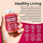 Berberine Gummies 2000mg-Natural High Potency Berberine HCL Supplement - Immune System & Metabolism Support - Vegan, Non-GMO - Delicious Raspberry Flavor (60 Count（Pack of 1）)