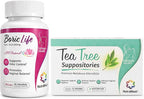 NutraBlast Boric Acid Suppositories 600mg (30 Count) Bundle with Tea Tree Oil Suppositories (12 Count) | All Natural Intimate Deodorant for Women | Restore Feminine pH Balance