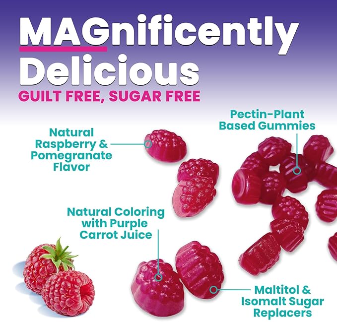 Magnesium Citrate Gummies - Sugar Free - High Absorption & Bioavailability Magnesium Gummy Supplement - Improved Vegan Formula - Supports Bones, Muscles, Calm, & Relaxation - Mag Citrate - 60 Gummies
