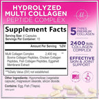 Multi Collagen Peptides Complex - Advanced Hydrolyzed Collagen Supplement Pills with Type I, II, III, V & X - Hair, Skin, Nail & Joint Support Supplement for Women & Men - USA Bottled - 60 Capsules