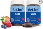 BeLive 5-HTP Gummies – 2 Pack - 120 Ct I 5HTP Calming Gummies for Heightened Focus, Relaxation & Rest for Adults | Vegan - Mixed Berries Flavor