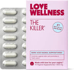 Love Wellness The Killer | Boric Acid Vaginal Suppositories | Balances pH & Supports Odor Control, a Healthy Vaginal Balance and Environment | Fast-Acting & Fragrance-Free | Gentle & Effective | 14 Ct