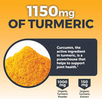 Turmeric and Ginger Supplement with Black Pepper for Better Absorption - Organic Turmeric Curcumin to Support Joint, Heart and Digestive Health, Non-GMO - 120 Tablets