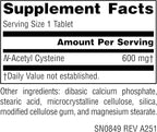 Source Naturals N-Acetyl Cysteine Antioxidant Support 600 mg Dietary Supplement that Supports Respiratory Health* - 30 Tablets