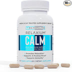 Relaxium Calm - Stress, Mood + Immune Support Supplement, Non-Habit Forming with Ashwagandha, 5-HTP & GABA, Mushroom Blend. Made in USA, 60 Capsules