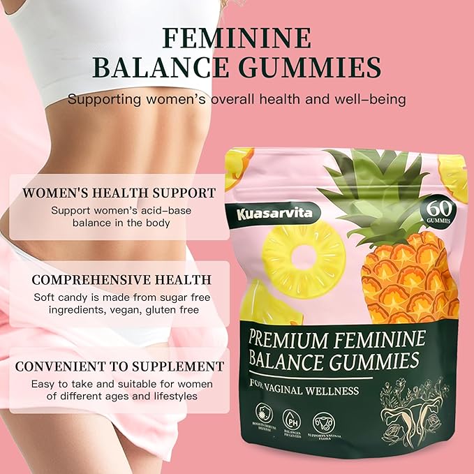 Peeshlita Women’s Vaginal Probiotics Gummies – pH Balance Support + Feminine Wellness & Comfort, Pineapple Flavor, Natural Probiotic Blend – 60 Gummies