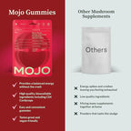 Mojo Focus Gummies w/Lion’s Mane, Panax Ginseng, Ginger Root, Cordyceps, Brain Supplement Memory/Focus Support Adults Nootropic Mushroom Gummies, Pomegranate Hibiscus, Regular Strength (3 Pack)