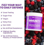 GOBIOTIX Vitamin C - Immune Defense Support Supplement - Immunity Powder Wellness Booster - Vegan Superfood - Elderberry, Turmeric, B12 Vitamin Supplement, Non-GMO and Sugar Free (Berry)