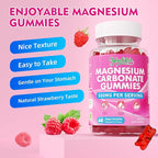 2 Pack Magnesium Carbonate 500mg Gummies, High Absorption Magnesium Supplement for Adults - Support Muscle Function, Vegan, Sugar Free, Raspberry Flavor, 120 Count