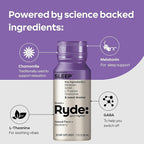 Ryde: SLEEP | 2oz Sleep Shot for Occasional Use | Melatonin, GABA, L-Theanine & Chamomile | Blackberry Natural Flavor | Sugar-Free, Zero Calories, Vegan | Manufactured in USA (24 Pack)