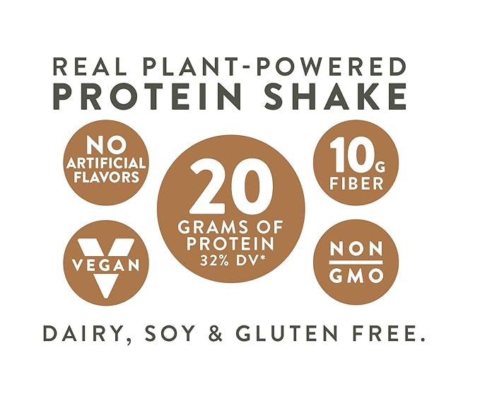 Evolve Plant Based Protein Shake, Café Mocha, 20g Vegan Protein, Dairy Free, No Artificial Sweeteners, Non-GMO, 10g Fiber, 11oz, (24 Pack) (Formula May Vary)