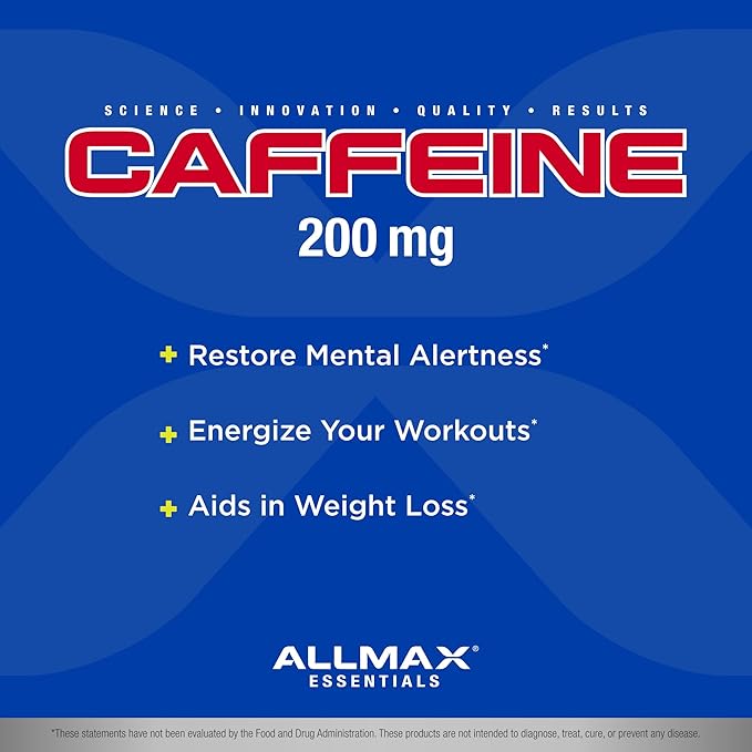 ALLMAX Caffeine - 100 Tablets - Increases Mental Alertness, Focus & Energy - Vegan - 100 Servings