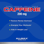 ALLMAX Caffeine - 100 Tablets - Increases Mental Alertness, Focus & Energy - Vegan - 100 Servings