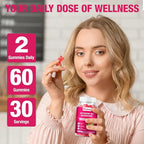 Haohan Vitamin B2 400mg with Magnesium Gummies for Migraine and Nervous System Support in Sugar-Free Vegan Raspberry Flavor, 60 Count for Adults and Kids