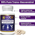 Genex Formulas Trans Resveratrol 1000mg Serving 99% Pure Micronized Pharmaceutical Grade Trans-Resveratrol + Bioperine Extract mad in a GMP & NSF Certified Facility (4X 250mg Cpasules 120ct)