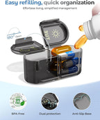 Weekly Pill Organizer 7 Day AM PM - Travel Pill Box 2 Times a Day with One-Hand Easy-Open Lid, 14 Compartments Portable Medicine Case for Daily Vitamins, Fish Oil, Pills and Supplements
