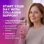 Keto Vitals Collagen Powder for Women Plus Electrolytes - 30 Travel Packets - 7.78G of Type I & III Grass Fed Hydrolyzed Collagen Peptides Protein Per Stick - Colageno Hidrolizado for Women