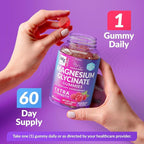 Magnesium Glycinate Gummies 400mg, Muscle Support and Relaxation, Magnesium Supplement for Women, Men and Kids, High Absorption, Sugar Free, Vegan, 60 Days Supply, Raspberry Flavor