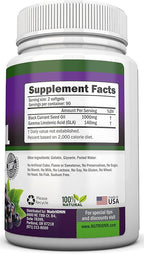 Black Currant Oil - 1000 Mg - 180 Softgels - Cold-Pressed Pure Black Currant Seed Oil - Hexane Free - 140mg GLA Per Serving - Regulates Hormonal Balance - Great For Immune System, Hair and Skin