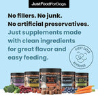 JustFoodForDogs Calming Supplement for Dogs, Human Grade Magnesium and Melatonin Dog Supplements, Promotes Relaxation, Soft Chews, Superfood Blend, Plant Based Dog Vitamins - 45 Count