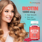 Biotin Gummies for Adults | Max Strength Biotin 10000mcg | Chewable Biotin Supplement for Women and Men | 100 Count Vegan Hair Gummies for Hair Skin and Nails