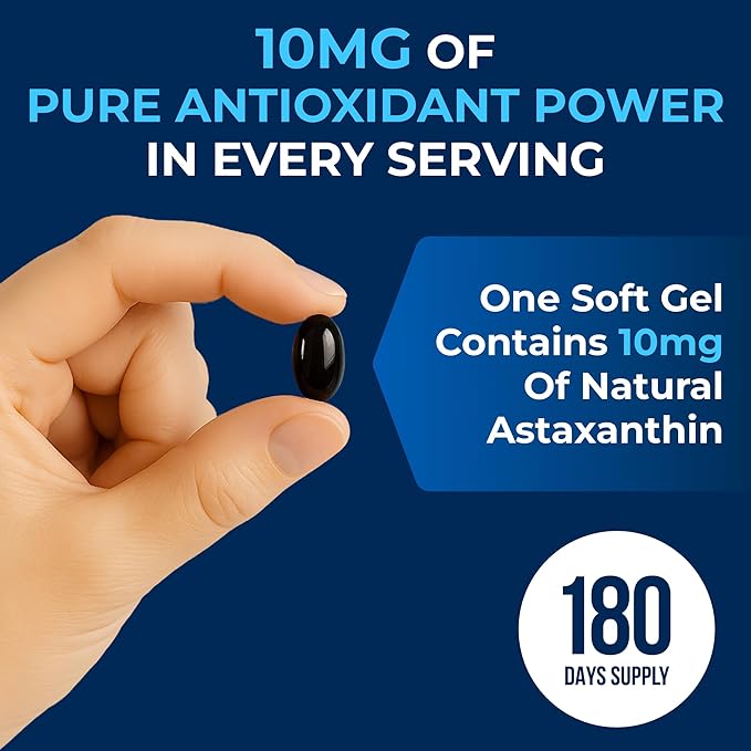 We Like Vitamins Astaxanthin 10mg Softgel - Highly Potent Astaxanthin Supplements from Haematococcus Pluvialis - Improves Eye, Joint, Skin Health & Energy Levels - 180 Servings, 6 Month Supply