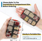 14 GRIDS Travel Pill Organizer Box with Labels - Travel Medicine Case Kit - Pocket Daily Pharmacy Container - Travel Medication Holder Dispenser for Fish Oil Vitamin Supplement Storage - Clear Gray