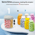 HIONXMGA Pill Dispenser with 7 Large Compartments, Pill Organizer for Travel, Supplement Organizer with Anti-Mixing Design, BPA-Free Pill Container with 20 Pcs Labels, Grey