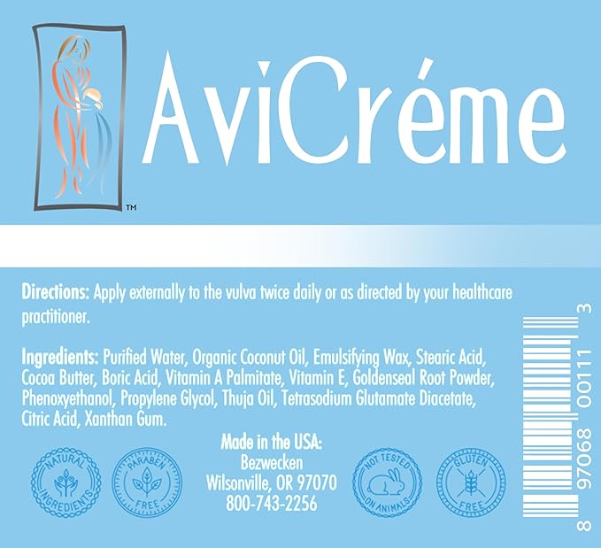 Bezwecken - AVI Crème - 2oz Crème - Professionally Formulated Vaginal Yeast Infection Support - Safe, Natural, Paraben Free - 30 Day Supply