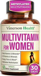 Multivitamin for Women with Methylated Vitamins and Chelated Minerals for Energy, Focus and Immune Health – Premium Daily Womens Multivitamins & Multiminerals – 60 Capsules