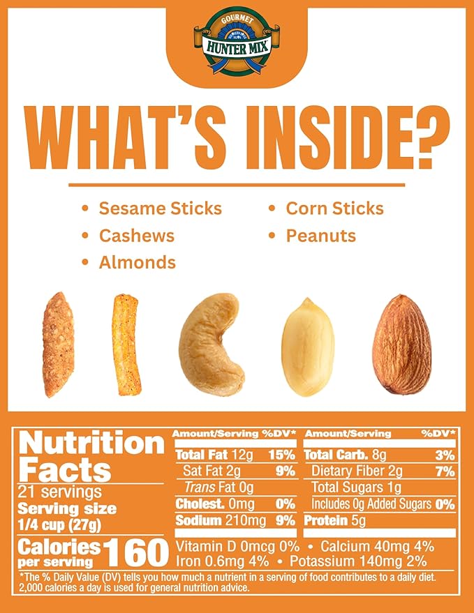Southern Style Nuts Cheesy Cheddar Hunter Bulk Trail Mix,20 oz,Roasted Peanuts,Sesame Sticks,Corn Sticks,Almonds & Cashews,Mixed Nuts,Snacks for Adults & Kids,(Pack of 2)