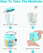 Pill Organizer,Pill Dispenser with 7 Large Compartments,Portable Pill Box for Travel, Anti-Mix Design & Wide Opening Design, Easy Access to Vitamin Dispenser, Includes 20 Blank Stickers（Blue）