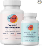 FullWell Women's Prenatal Essentials - Women’s Prenatal Multivitamin & Fish Oil - Supports Maternal Health & Fetal Development - Omega 3, DHA, Folate & Choline- 30 Servings