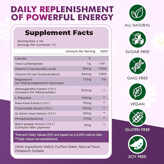 2 Pack Cortisol Supplements for Women & Men, 10 in 1 Cortisol Detox Manager Reducer with Magnesium, Ashwagandha, L-theanine, Hormone Balance Cortisol Drops, Calm, Mood Support