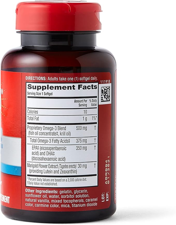 MegaRed Omega-3 Blend Total Body + Refresh 500mg Softgels, (65 Count in a Bottle), Easily Absorbed Krill Oil, to Support Your Heart, Joints, Brain & Eyes