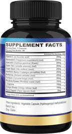 Organic Cadane Resveratrol Supplement - 12in1 Blended with VIT.C, Quercetin, Berberine, Turmeric, Green Tea & More - 90 Capsules 3 Month