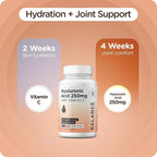 Pure Hyaluronic Acid Supplement 250mg with Vitamin C 50mg, 120 Vegan Capsules - Skin Hydration for Natural Glow, Hair, Nails, Bone & Joint Health Formula