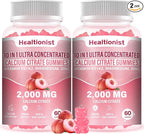 2 Packs 2000mg Calcium Citrate with Vitamin D3 K2 Supplements Gummies for Women & Men, Magnesium, Zinc, High Absorption, Bone, Muscle & Immune Support, 120 Counts Peach Flavor Gummies