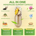 GREENPEOPLE Menopause Supplements for Women - Black Cohosh & Ashwagandha for Hot Flashes, Night Sweats, Mood Swings, Hormonal Balance Support,10 Billion CFU Probiotic - 120(2 Packs) Capsules Vegan