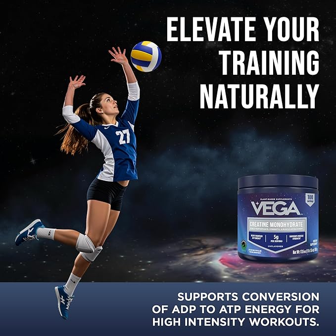 Vega Micronized Creatine Monohydrate Powder, Unflavored – 5g Pure Vegan Creatine for Men & Women, Strength, Performance & Muscle Growth, 100 Servings (17.6 oz)