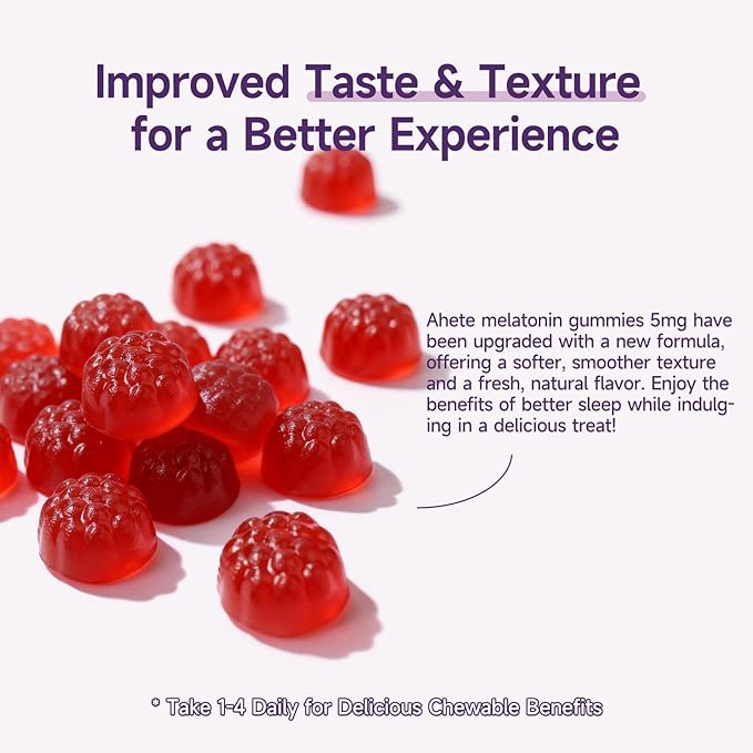 Melatonin 5mg Gummies for Adults, Raspberry Flavor Sleep Aid, Sugar-Free, 120 Gummies, 120 Days Supply
