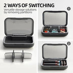 Portable Pill Box, Pill Organizer with 6 Compartments, Daily Medicine Pill Case, Pocket Size Pill Box for Travel, BPA Free Small Pill Container for Vitamins, Fish Oil, Supplements (Black)