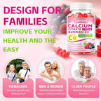 Calcium Citrate Gummies 1200mg with Vitamin D3 & K2 Supplements for Women & Men, High Absorption Calcium Gummies Plus Magnesium, Zinc for Strong Bones & Immune Support Mixed Berry Flavor, 2 Pack